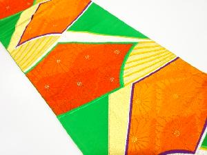 アンティーク　扇に菊模様織り出し袋帯（着用可）